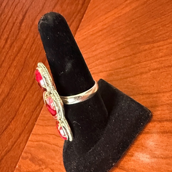 Rose Dahlia & 925 Sterling Silver Statement Ring. Handmade Size 8. - Picture 2 of 6